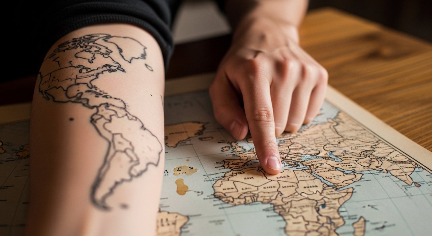 21 Top World Map Tattoo Ideas For Travelers